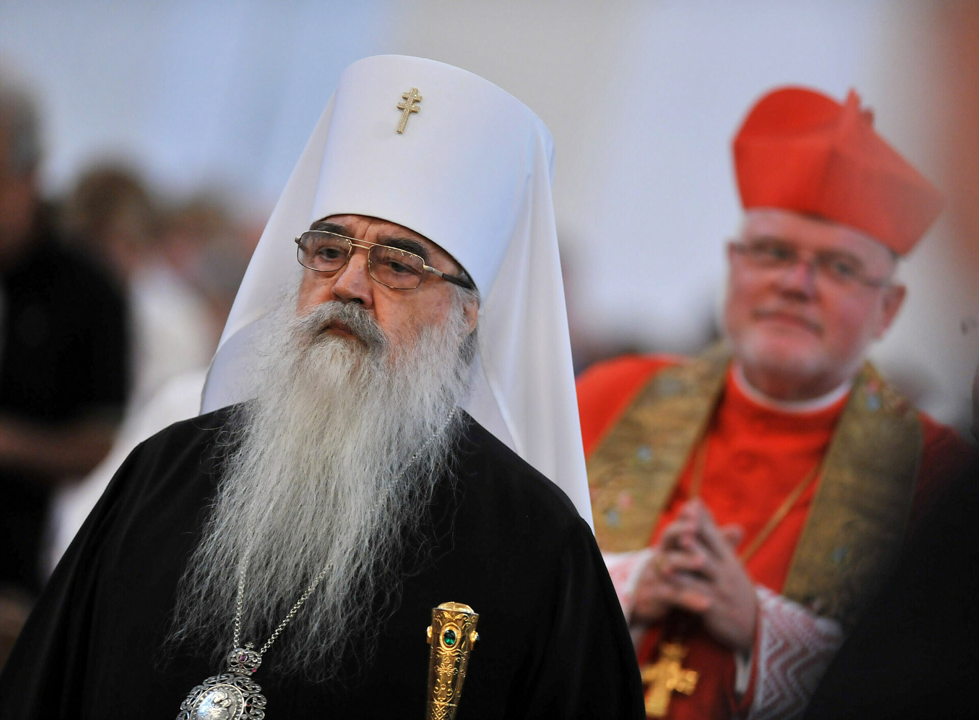 Ein Bild der Vergangenheit: Metropolit Filaret, Russisch-Orthodoxer Patriarch von Weissrussland und Metropolit von Minsk, 2011 mit Kardinal Marx.