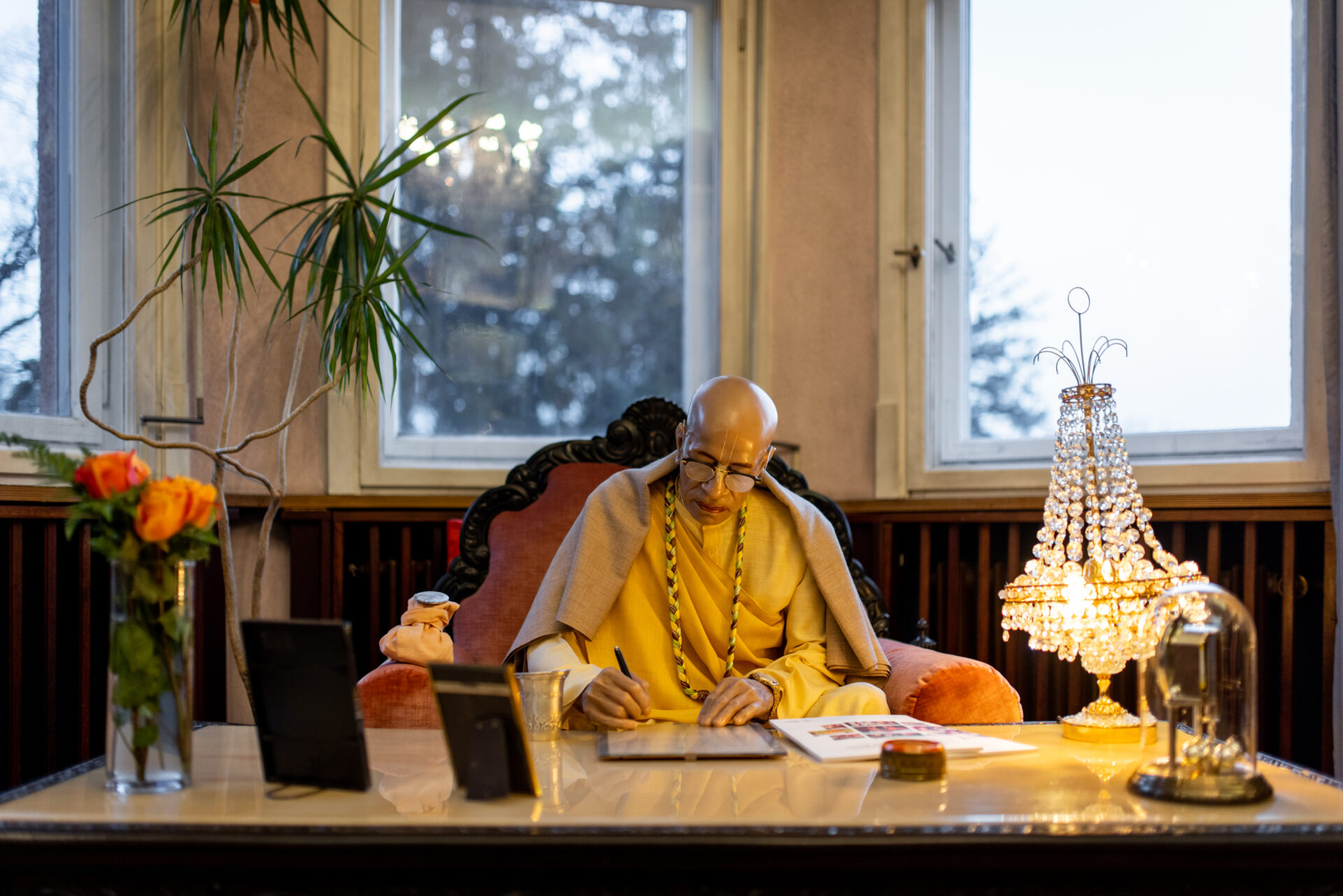 Swami Prabhupada gilt als Gründer der Bewegung – hier als Kunststofffigur.