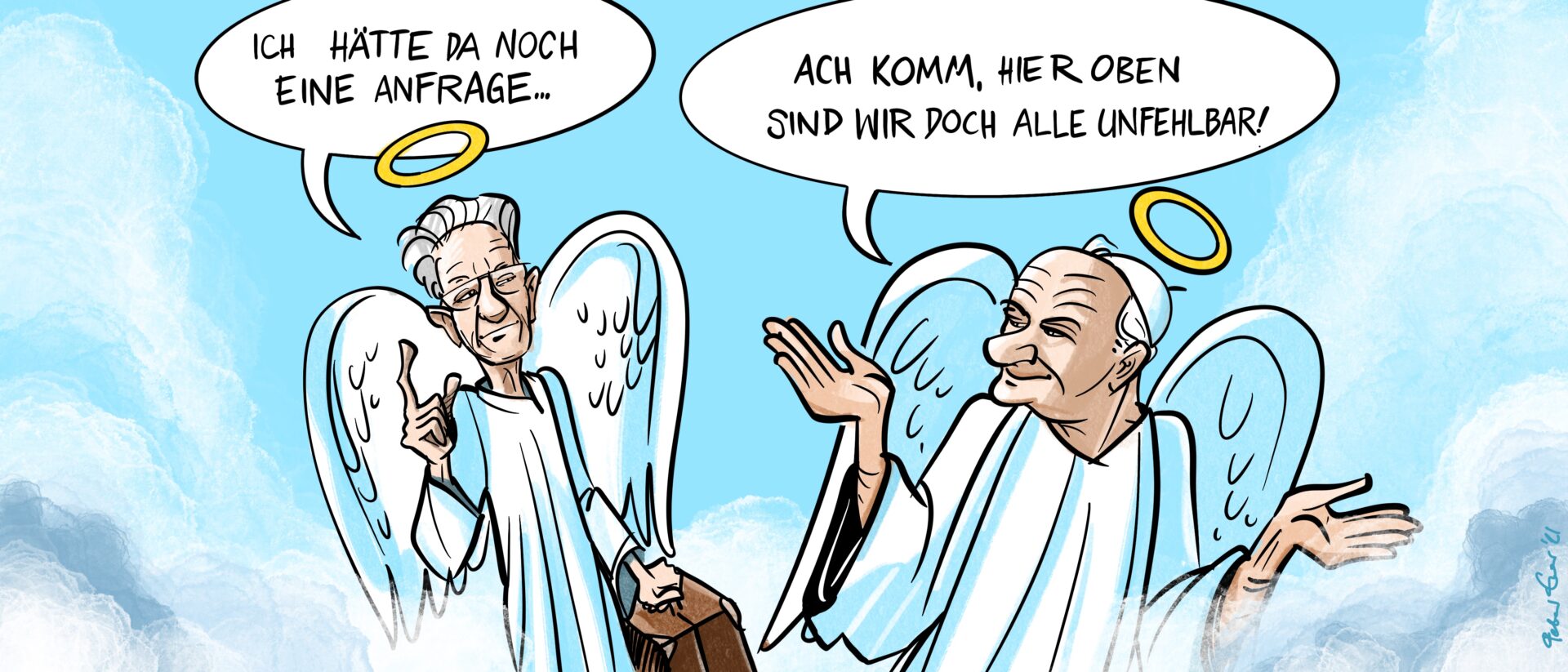 Hans Küng trifft Johannes Paul II. im Himmel.