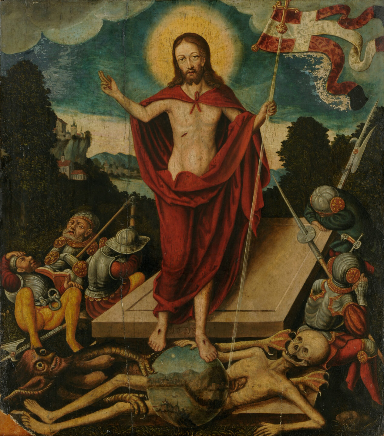 Schule Lucas Cranachs d. Ä., Die Auferstehung Christi und der Triumph des Auferstandenen über Tod und Teufel, 1537, Kunstmuseum Basel, Inv. 180.