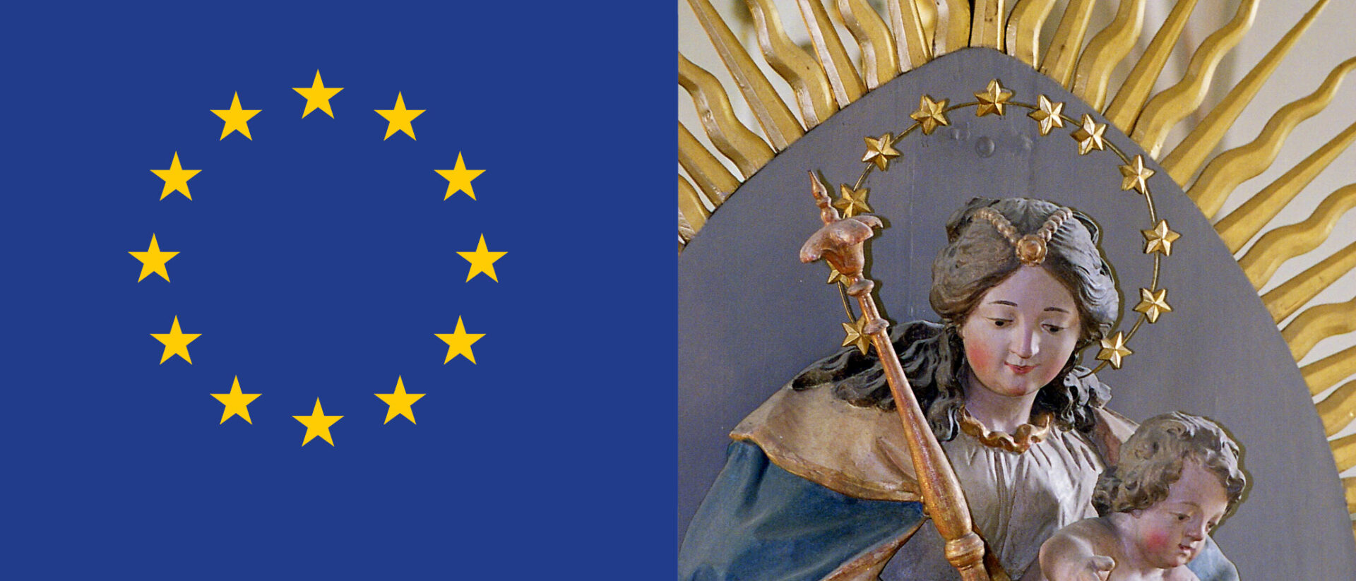 Zwölf ist eine heilige Zahl. Die EU-Flagge zitiert den Sternenkranz Mariens.