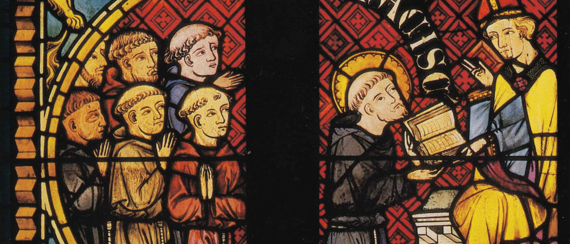 Begegnung der ersten Brüder mit Innozenz III. im Mai 1209  - Kirchenfenster in Königsfelden.