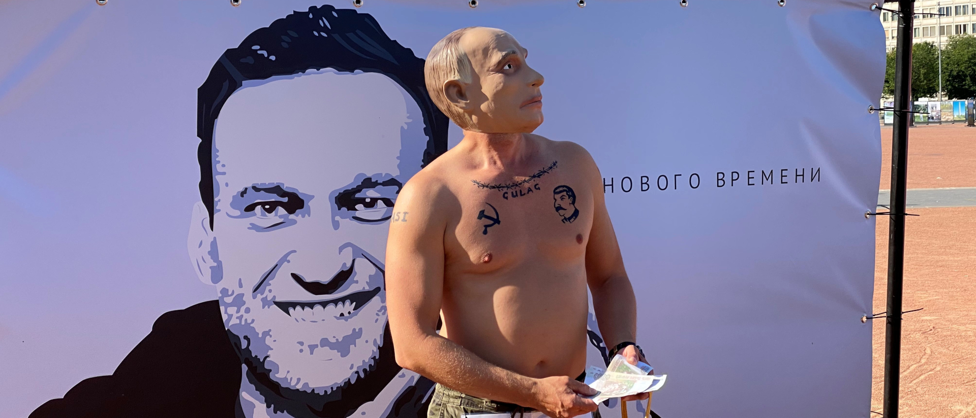Pro Alexei Nawalny, contra Putin: eine Protestaktion im Juni 2021 in Genf.