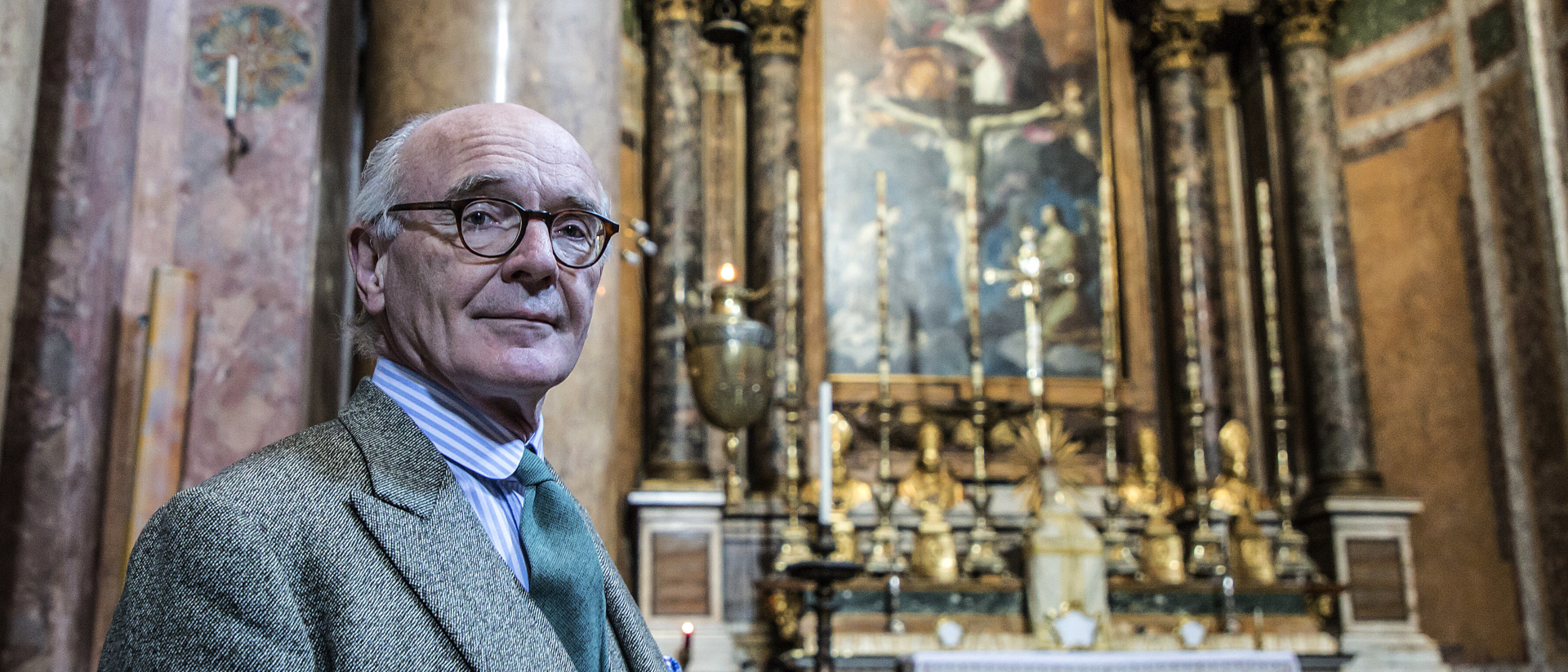 Schriftsteller Martin Mosebach am 23. Januar 2018 in der Kirche Santissima Trinita dei Pellegrini in Rom.