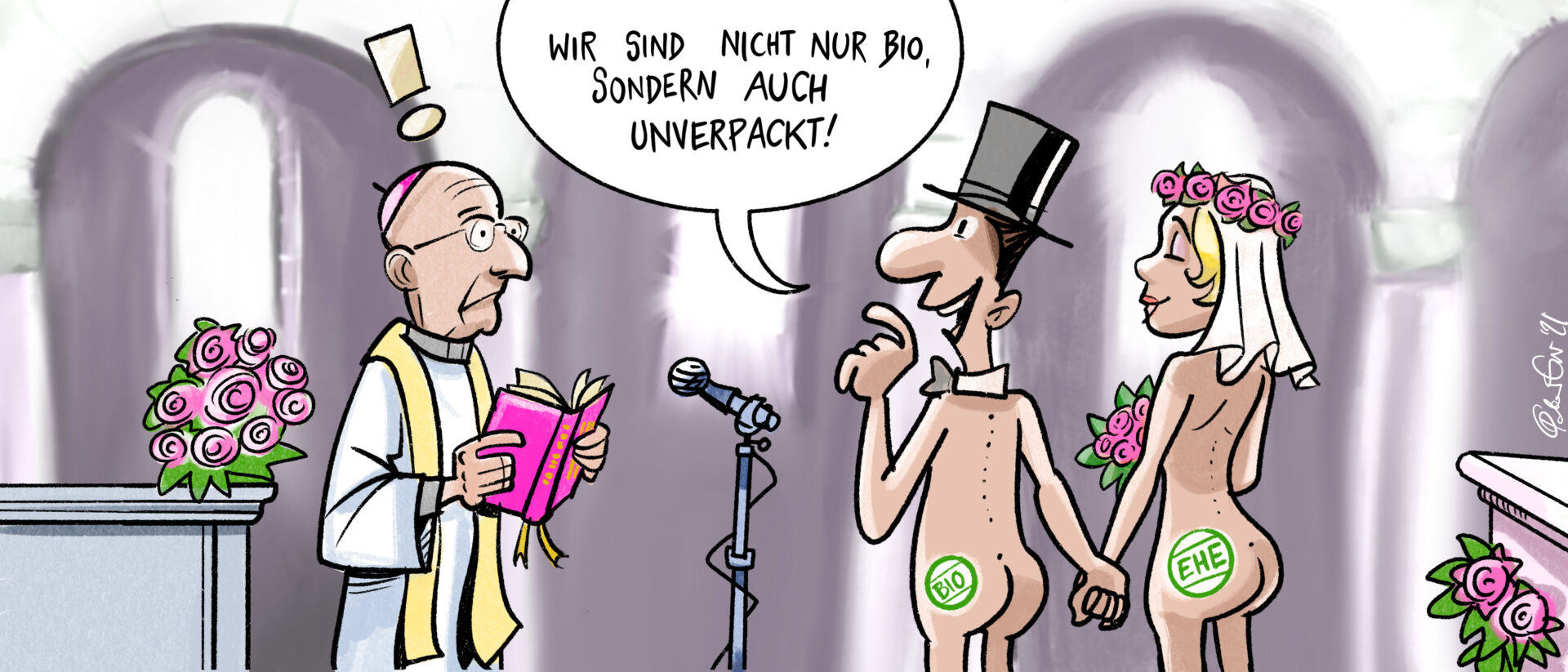Bischof Joseph Bonnemain assistiert dem Sakrament der "Bio-Ehe".