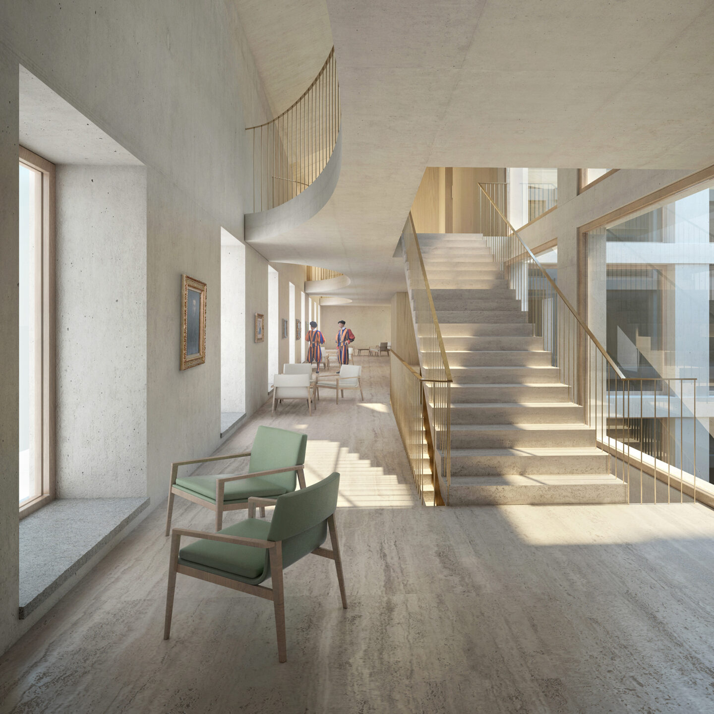 Auf dem Korridor des geplanten Schweizergarde-Neubaus Visualisierung des Architekturbüros Durisch + Nolli
