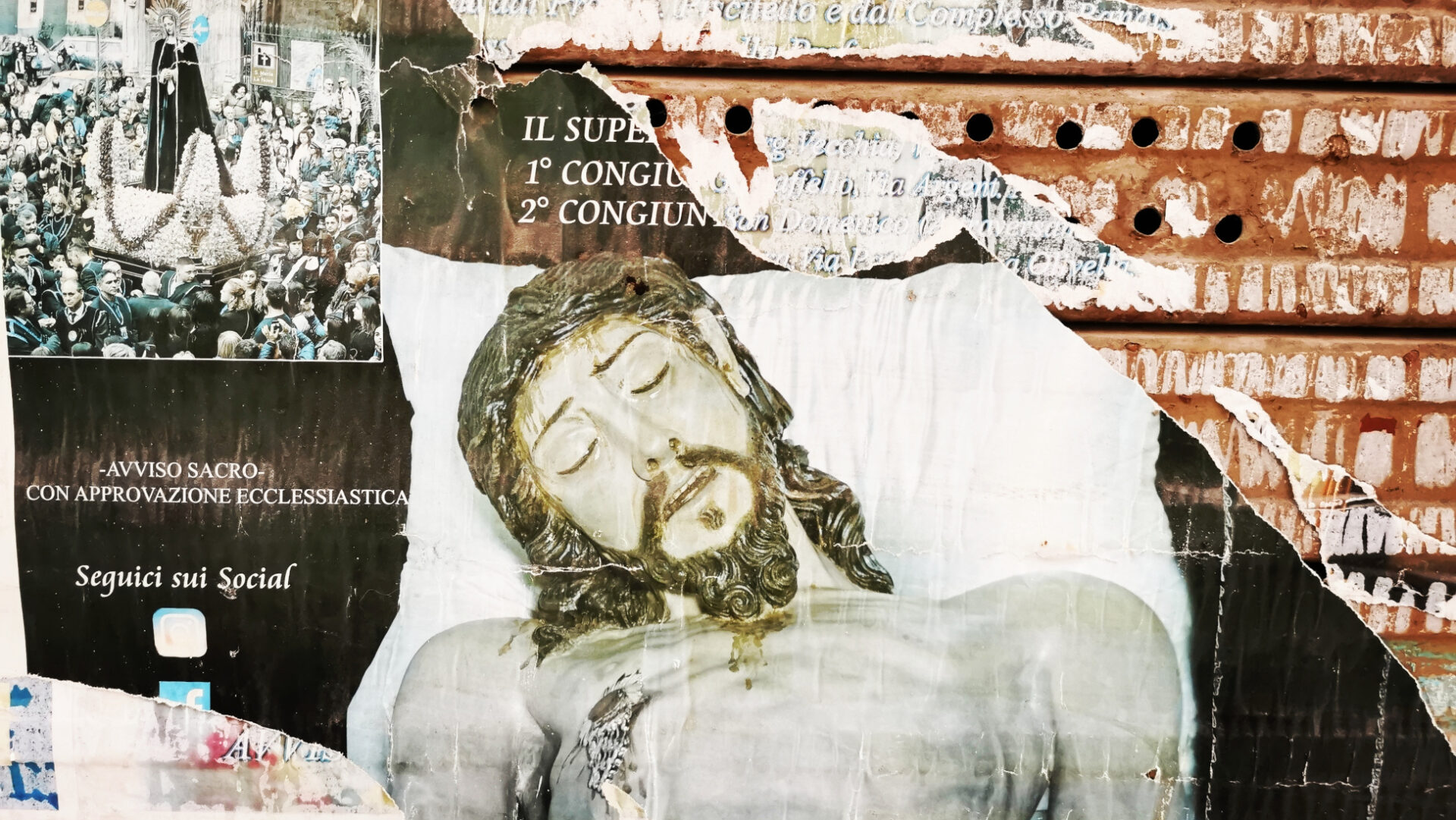 Jesus-Collage auf Sizilien.
