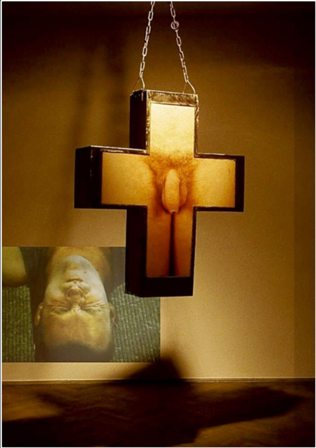 Statt dem Corpus Christi hat die polnische Künstlerin Dorota Nieznalska einen Penis aufs Kreuz inszeniert.