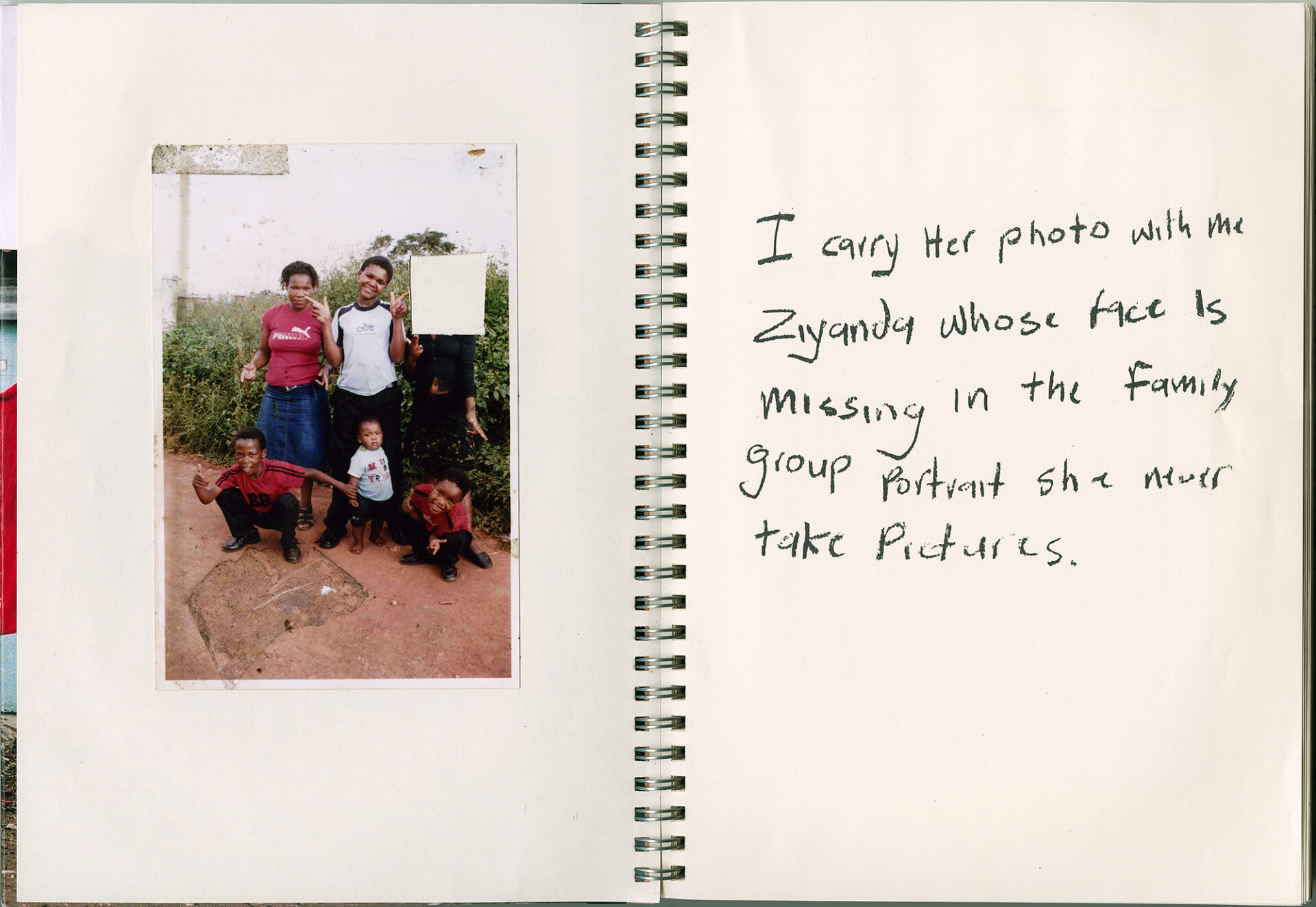 I carry Her photo with Me, Lindokuhle Sobekwa, 2017. Artist book scan p3-4; 2014/2018