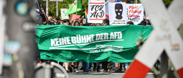 Demonstration gegen die AfD in Münster während des Katholikentages im Jahr 2018. | Harald Oppitz/KNA