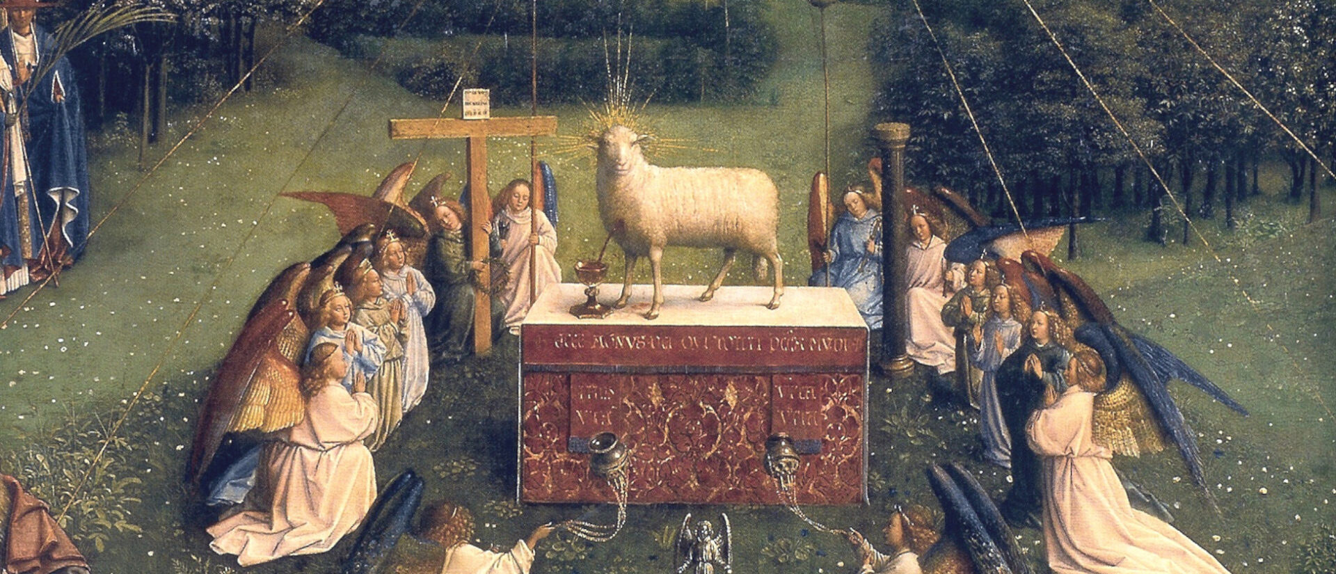 Die Anbetung des Lammes und der Quell des Lebens aus dem Genter Altar