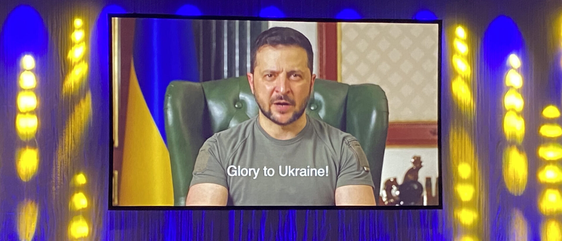 Wolodymyr Selenskyj, Staatspräsident der Ukraine, in einer Video-Botschaft.