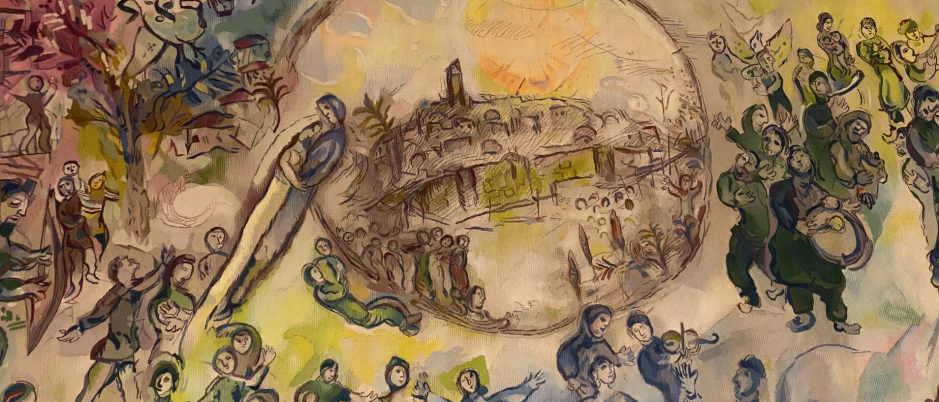 Die Hoffnung auf das himmlische Jerusalem – gemalt von Marc Chagall in der Knesset von Jerusalem.