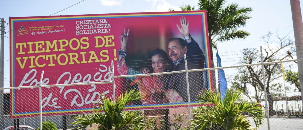 Werbung für den Ortega-Clan (2018) in Nicaragua.
