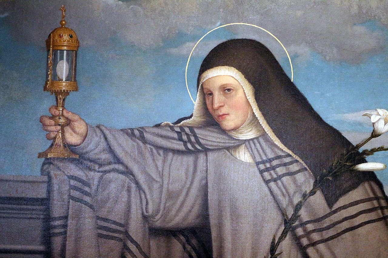 Klara von Assisi, 1548, Giovan Battista Moroni, Trident Diözesanmuseum (Ausschnitt)