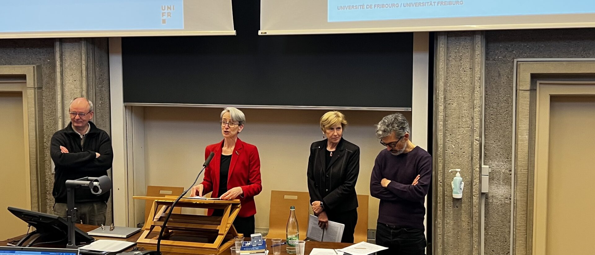 von links nach rechts: Joachim Negel, Tanja Itgenhorst, Marie-Jo Thiel und Fabrice Hadjadj versuchen das Phänomen Philippe zu verstehen