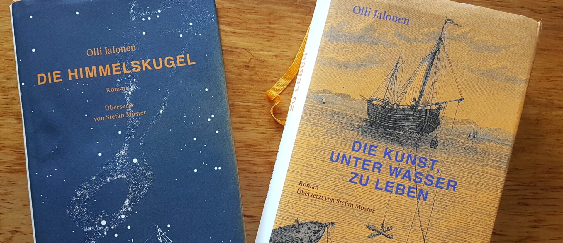 Cover von «Die Himmelskugel» und «Die Kunst, unter Wasser zu leben», Olli Jalonen, 2021 und 2023.