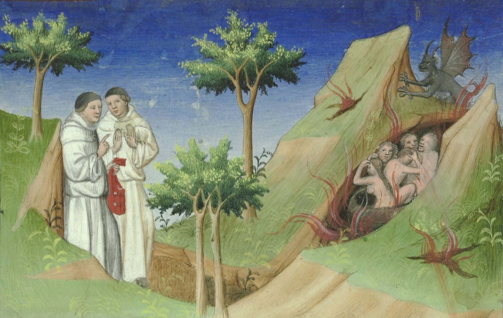 Illumination aus dem Itinerarium des Odorico da Pordenone (Detail), franz. Manuskript (1410–12), Mazarin-Meister.