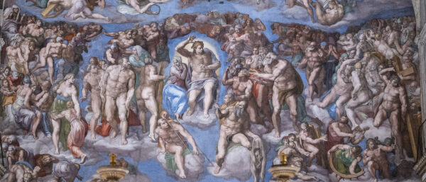 Das Jüngste Gericht, Detail des Deckengemäldes von Michelangelo in der Sixtinischen Kapelle im Vatikan. | Cristian Gennari/Romano Sicilian