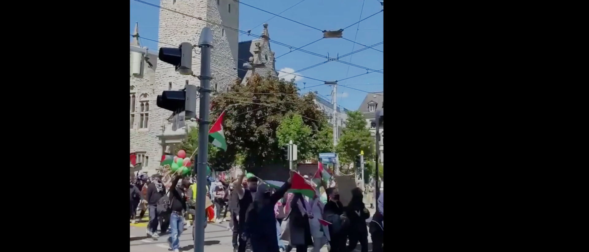 Ein Video zeigt eine angebliche Hamas-Demonstration durch die Zürcher Innenstadt.