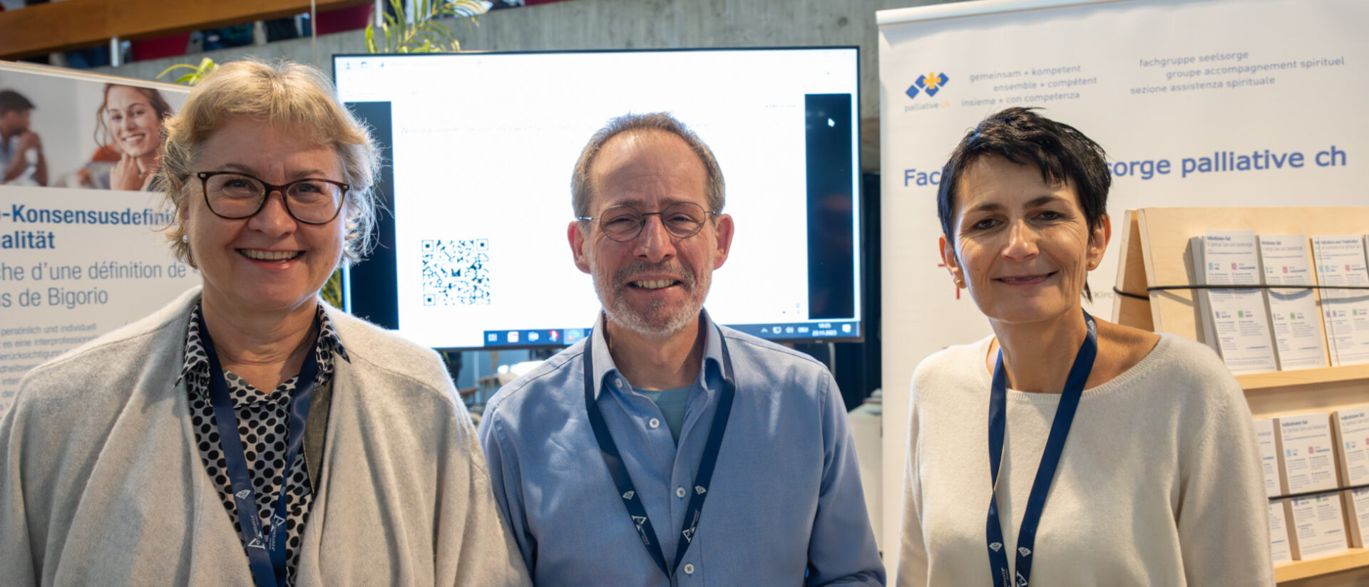 Vorstand der Fachgruppe Seelsorge (v. l. n. r.): Annette Meyer (Lausanne), Stefan Mayer (Aarau) und Renata Aebi (Graubünden).