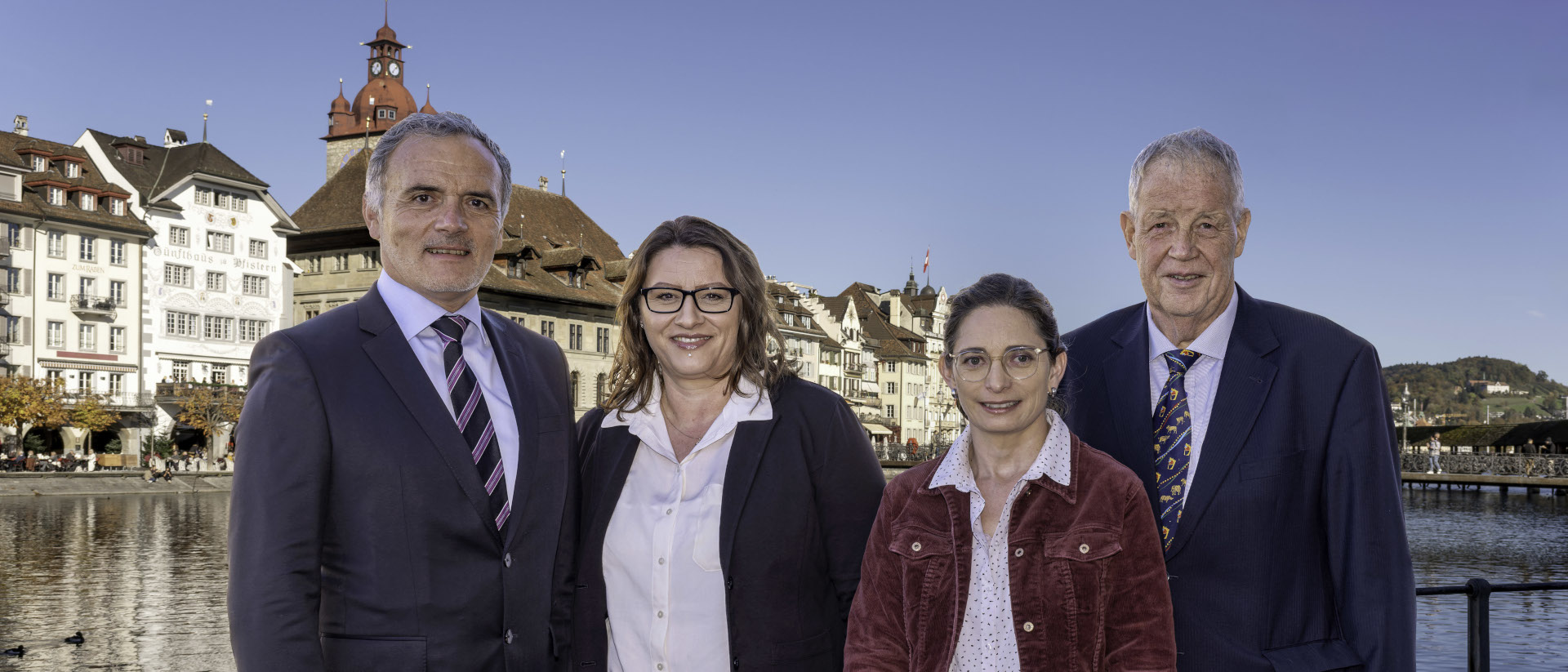 Spitze der Luzerner Landeskirche (v. l.): Thomas Räber und Sandra Huber vom Synodalrat, Susan Schärli-Habermacher und Walter Hofstetter von der Synode.
