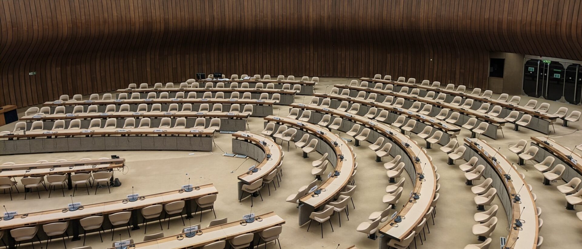 Der Plenarsaal der Vereinten Nationen in Genf