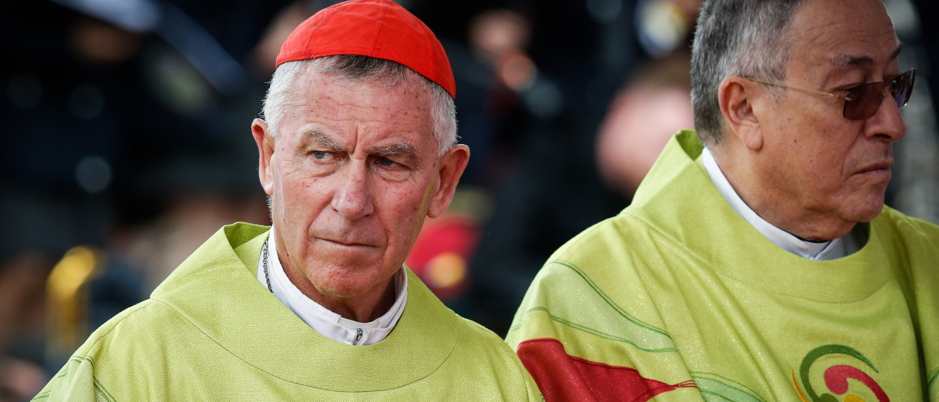 Kardinal John Atcherley Dew (l.), Erzbischof von Wellington (Neuseeland), August 2018 in Dublin (Irland).