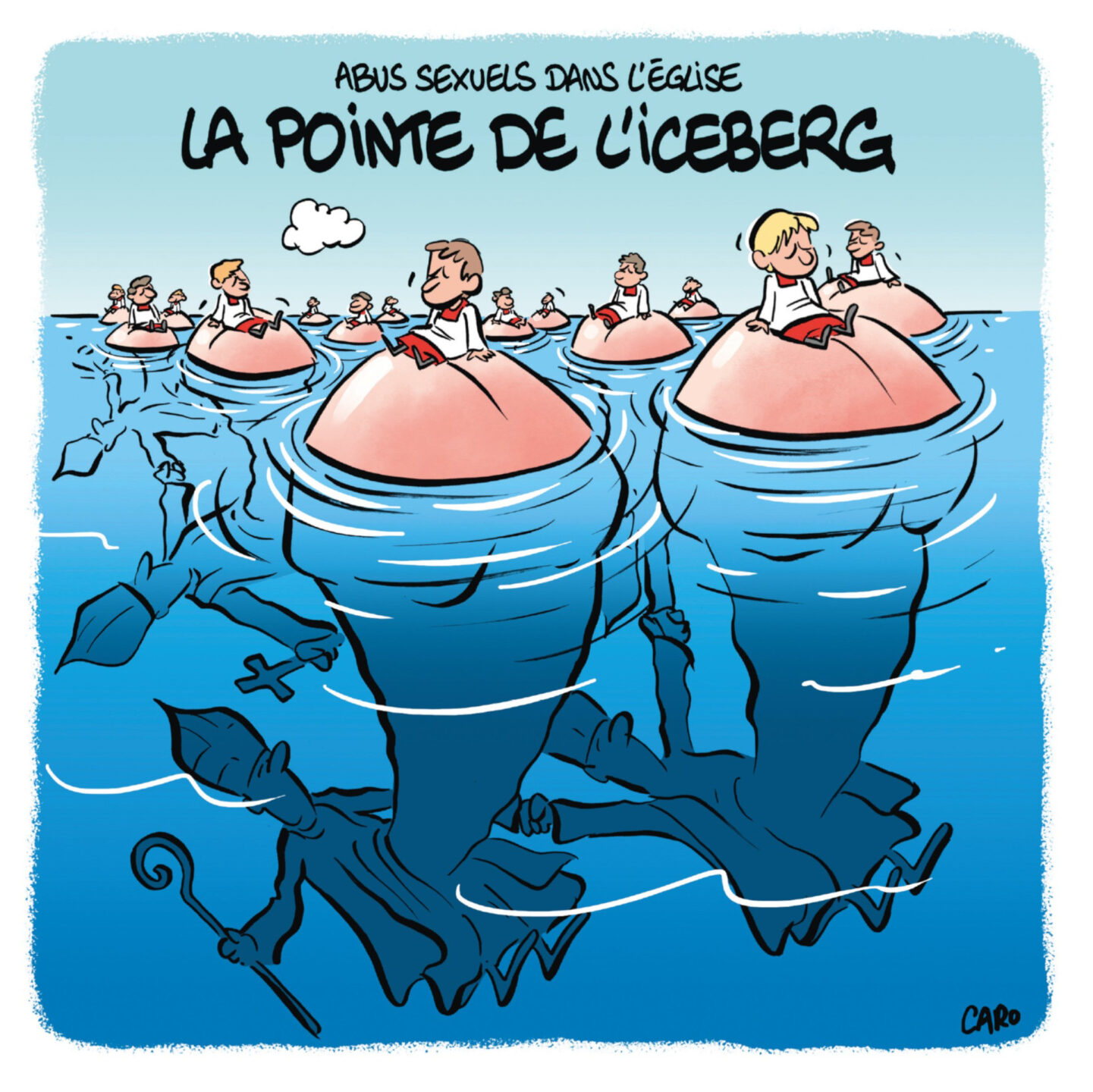 "Missbrauch in der Kirche - die Spitze des Eisbergs": Karikatur von Caro Rutz