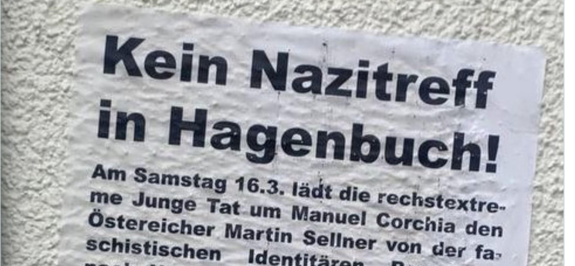 Plakat-Störaktion in Hagenbuch ZH vom 12. März 2024.