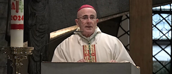 Bischof Joseph Maria Bonnemain hält die Predigt am Weihegottesdienst. | Youtube / Bistum Chur