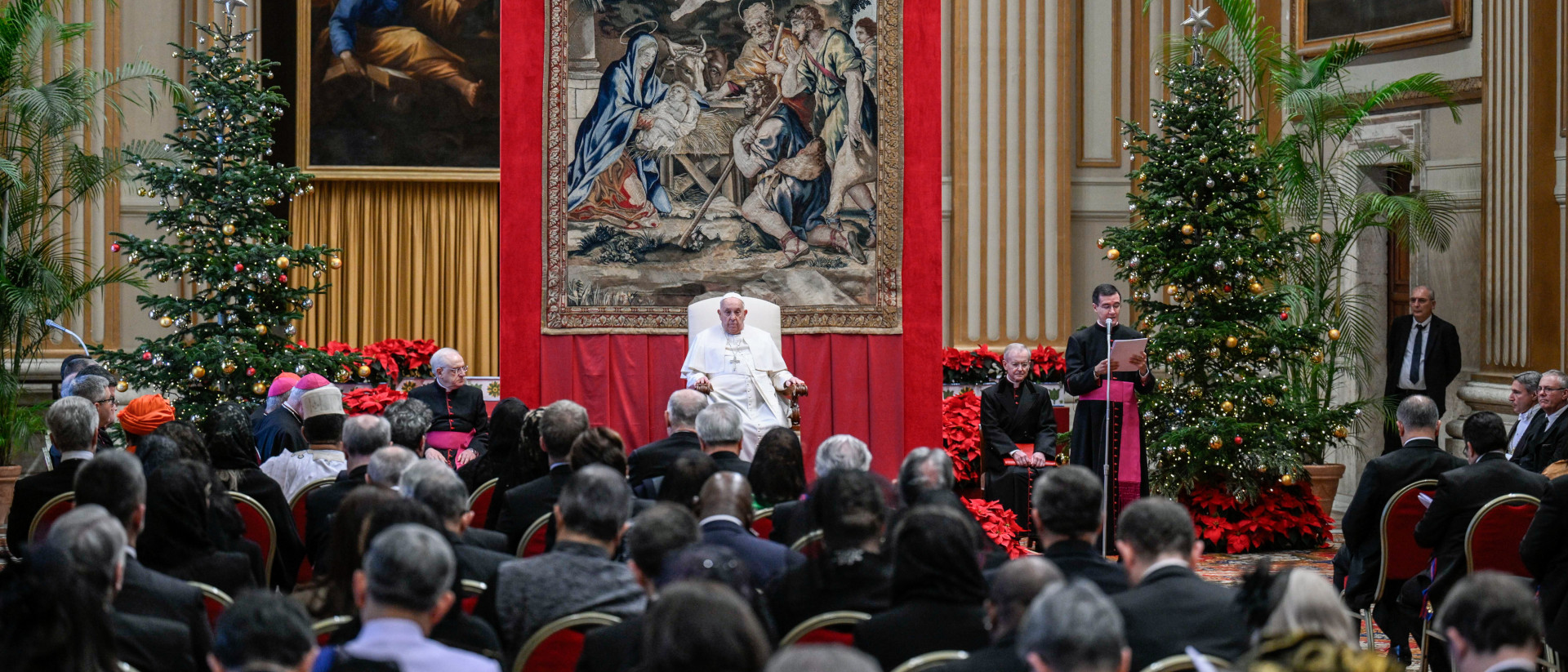 Papst Franziskus beim Neujahrsempfang für das Diplomatische Korps des Vatikans, am 9. Januar 2025 im Vatikan.