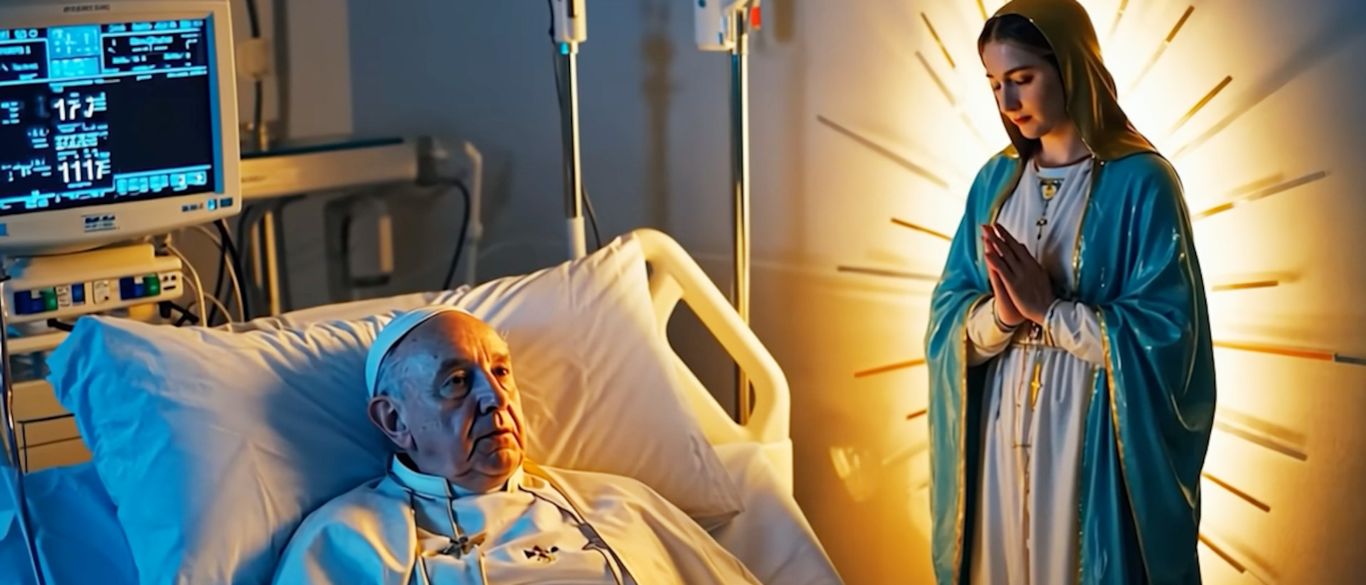 Die Gottesmutter Maria betet für den kranken Papst Franziskus im Video "Papa Francisco".