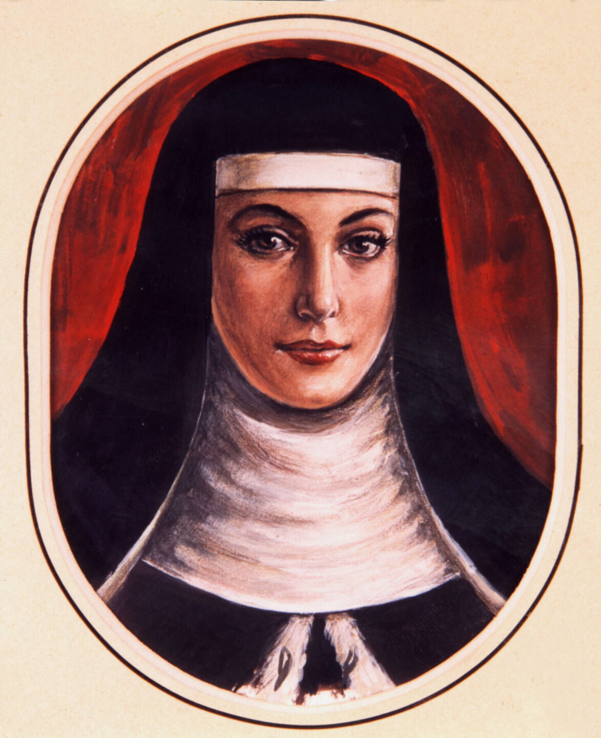 Darstellung der Ordensschwester Maria Clementine Martin, Erfinderin des Arzneimittels "Klosterfrau Melissengeist", Gemälde des Künstlers Josef Benz.