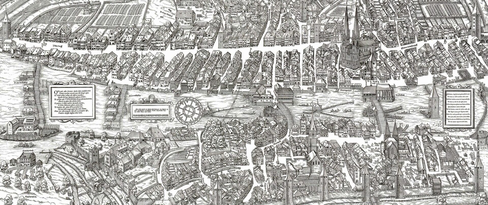Die Reichsstadt Zürich auf einem Holzschnitt von Jos Murer 1576.