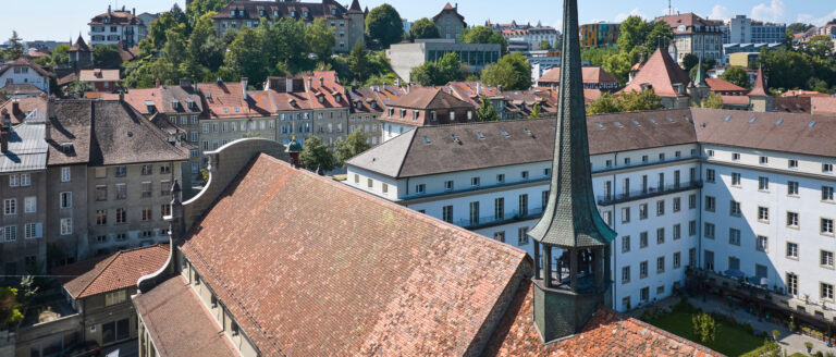 Blick auf das Dach der Klosterkirche der Freiburger Franziskaner. | zVg